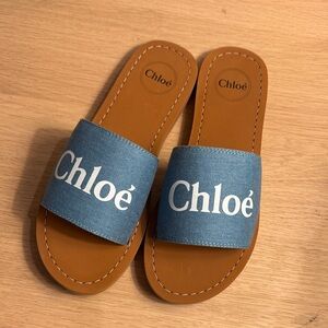 Girls Chloé Blue and Brown Slide Sandals Size 35 EU - brand new